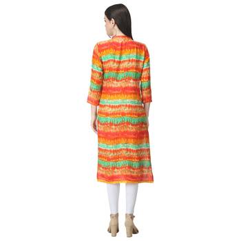 Orange printed cotton cotton-kurtis 2