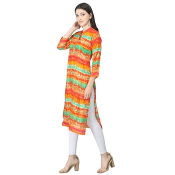 Orange printed cotton cotton-kurtis 3