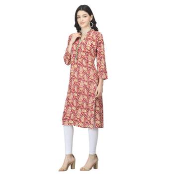 Red printed cotton cotton-kurtis 3