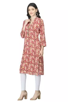 Red printed cotton cotton-kurtis