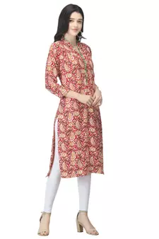 Red printed cotton cotton-kurtis