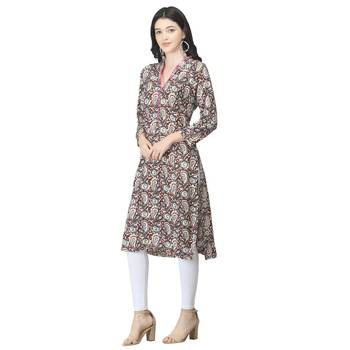 Brown printed cotton cotton-kurtis 3
