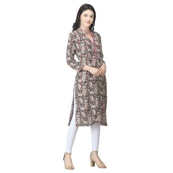 Brown printed cotton cotton-kurtis 4