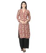 Red printed cotton cotton-kurtis