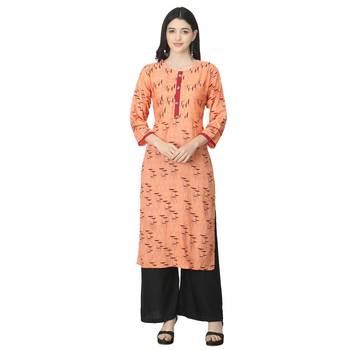 Peach printed cotton cotton-kurtis 1