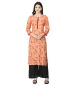 Peach printed cotton cotton-kurtis