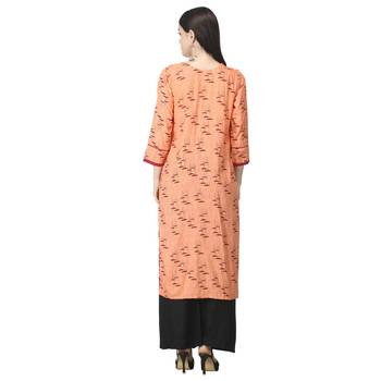 Peach printed cotton cotton-kurtis 2