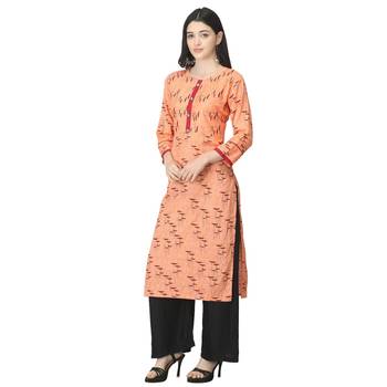 Peach printed cotton cotton-kurtis 3