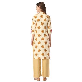 Cream printed cotton cotton-kurtis 2