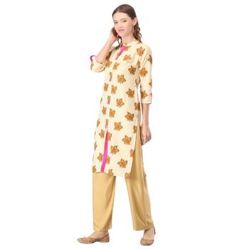 Cream printed cotton cotton-kurtis 3