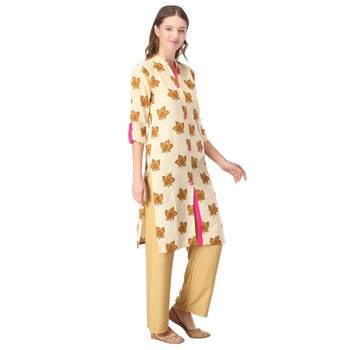 Cream printed cotton cotton-kurtis 4