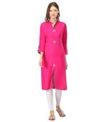 Purple plain rayon kurtas-and-kurtis