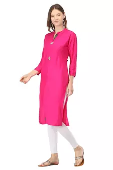 Purple plain rayon kurtas-and-kurtis
