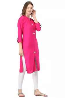 Purple plain rayon kurtas-and-kurtis