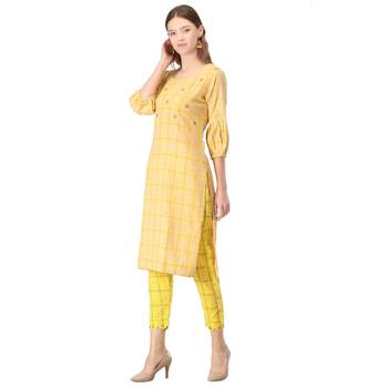 Beige embroidered cotton cotton-kurtis 3