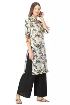 Black printed cotton cotton-kurtis