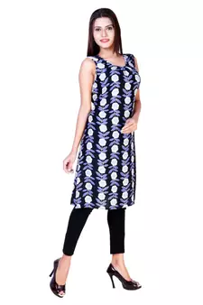 Indigo printed cotton cotton-kurtis