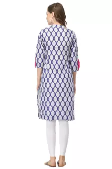 Blue printed cotton cotton-kurtis