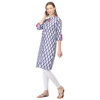 Blue printed cotton cotton-kurtis 3