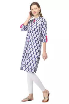 Blue printed cotton cotton-kurtis