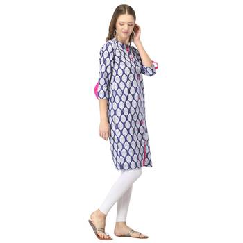 Blue printed cotton cotton-kurtis 4