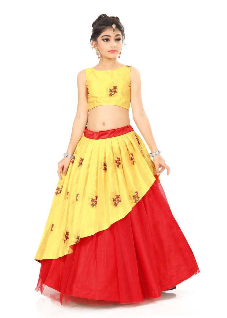Kids Yellow Lehenga Choli For Girls
