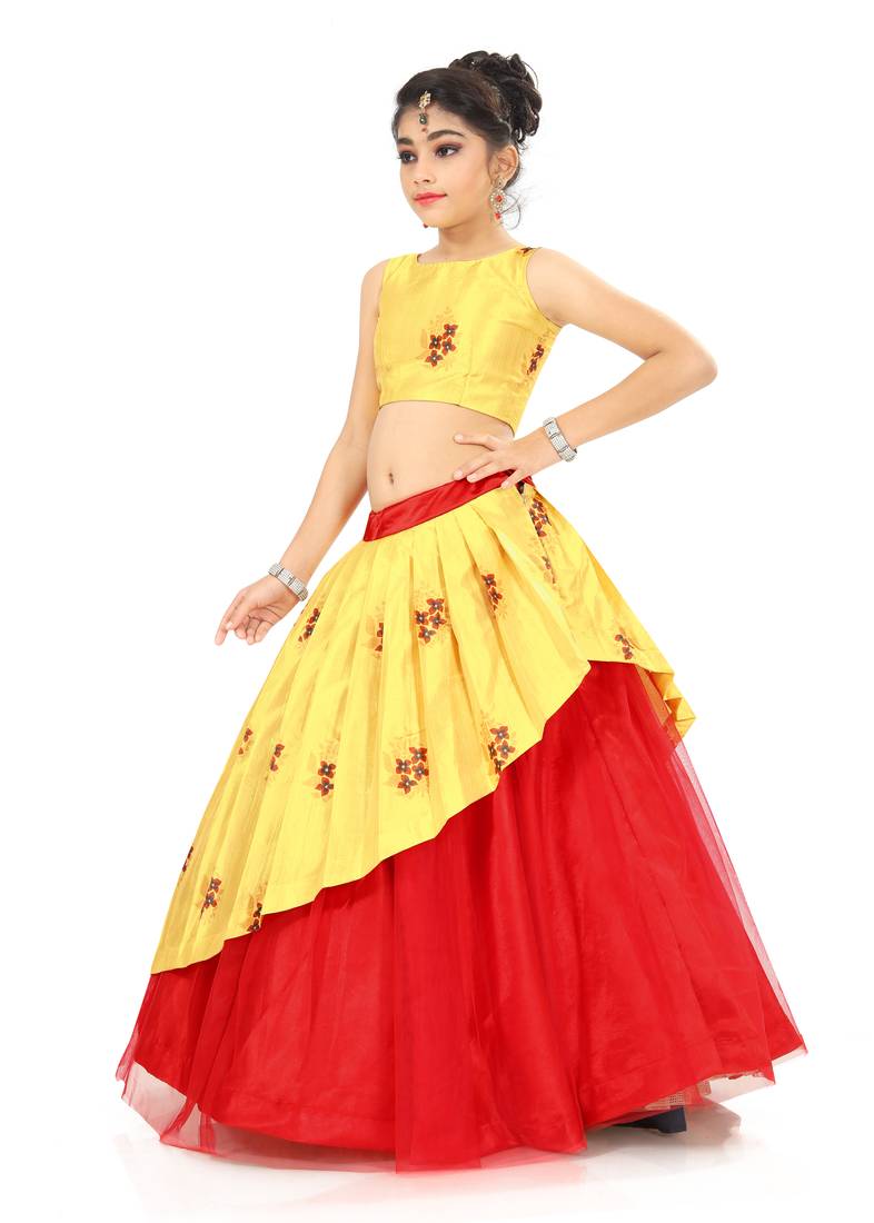 Kids Yellow Lehenga Choli For Girls