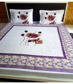 Sanwariya Handstitched 250TC Cotton Fitted SuperKing Size Bedsheet With 2 Pillow Covers