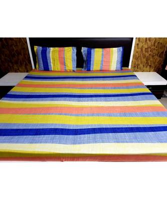 Sanwariya Handstitched 300TC Cotton Fitted SuperKing Size Bedsheet With 2 Pillow Covers 1