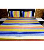 Sanwariya Handstitched 300TC Cotton Fitted SuperKing Size Bedsheet With 2 Pillow Covers