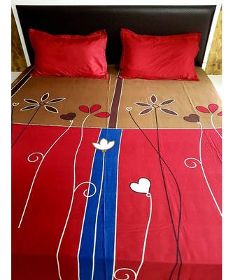 Sanwariya Handstitched 250TC Cotton Fitted SuperKing Size Bedsheet With 2 Pillow Covers 1