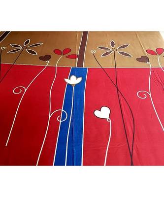 Sanwariya Handstitched 250TC Cotton Fitted SuperKing Size Bedsheet With 2 Pillow Covers 2