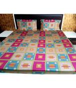 Sanwariya Handstitched 250TC Cotton Fitted King Size Bedsheet With 2 Pillow Covers