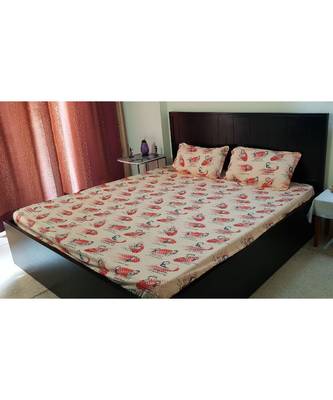 Sanwariya Handstitched 250TC Cotton Fitted King Size Bedsheet With 2 Pillow Covers 1