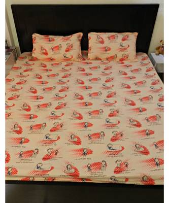 Sanwariya Handstitched 250TC Cotton Fitted King Size Bedsheet With 2 Pillow Covers 2