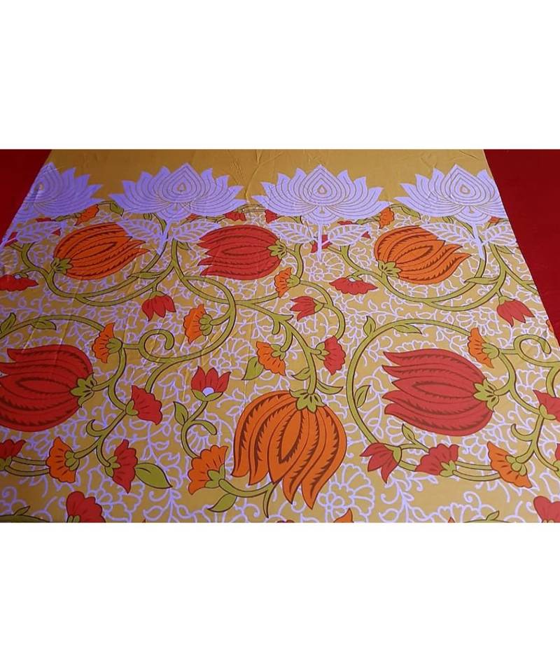 Sanwariya Handstitched 300TC Cotton Fitted King Size Bedsheet With 2 Pillow Covers