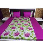Sanwariya Handstitched 400TC Cotton Fitted King Size Bedsheet With 2 Pillow Covers