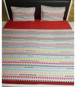 Sanwariya Handstitched 250TC Cotton Fitted King Size Bedsheet With 2 Pillow Covers