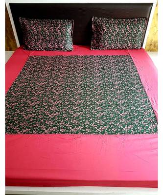 Sanwariya Handstitched 300TC Cotton Fitted King Size Bedsheet With 2 Pillow Covers 1