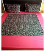 Sanwariya Handstitched 300TC Cotton Fitted King Size Bedsheet With 2 Pillow Covers