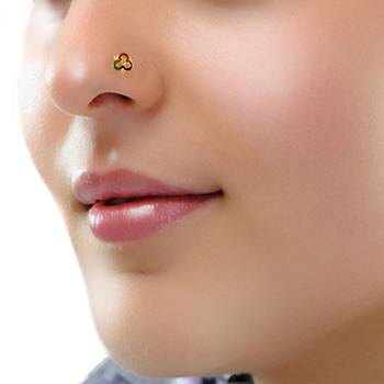 Designer golden meenakari diamond floral nose ring or nose pin 3