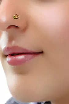 Designer Golden Meenakari Diamond Floral nose ring or Nose Pin