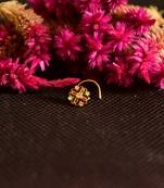 Designer Golden Meenakari Diamond Floral nose ring or Nose Pin