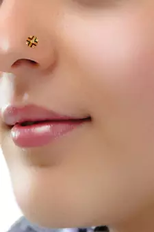 Designer Golden Meenakari Diamond Floral nose ring or Nose Pin