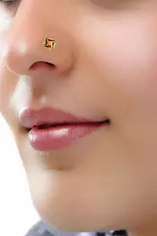 Designer Golden Meenakari Diamond Floral nose ring or Nose Pin