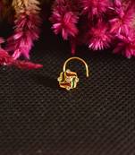 Designer Golden Meenakari Diamond Floral nose ring or Nose Pin