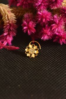 Designer Golden Meenakari Diamond Floral nose ring or Nose Pin