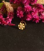 Designer Golden Meenakari Diamond Floral nose ring or Nose Pin