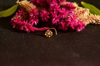 Designer Golden Meenakari Diamond Floral nose ring or Nose Pin 2