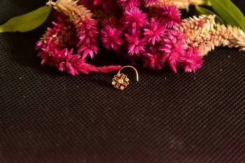 Designer Golden Meenakari Diamond Floral nose ring or Nose Pin 3